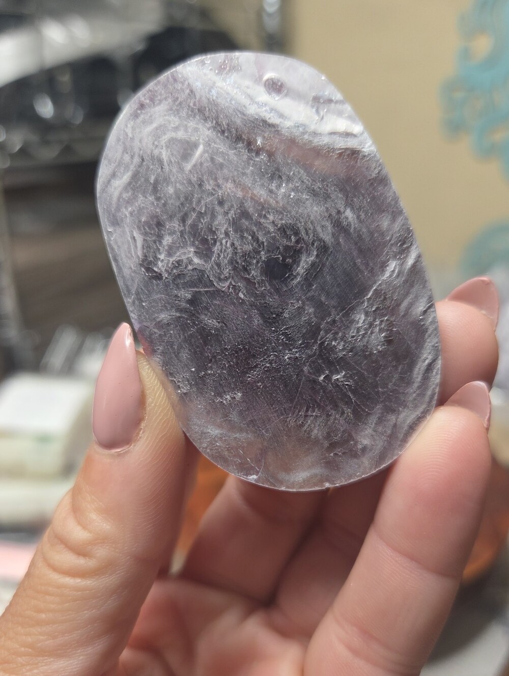 Gem Lepidolite Purple Mica Palmstone 2.5 In ( Emotional Balance) A